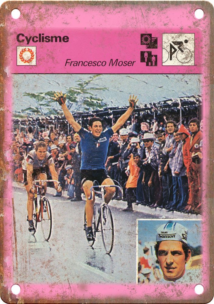 Vintage European Cycling Francesco Moser Reproduction Metal Sign