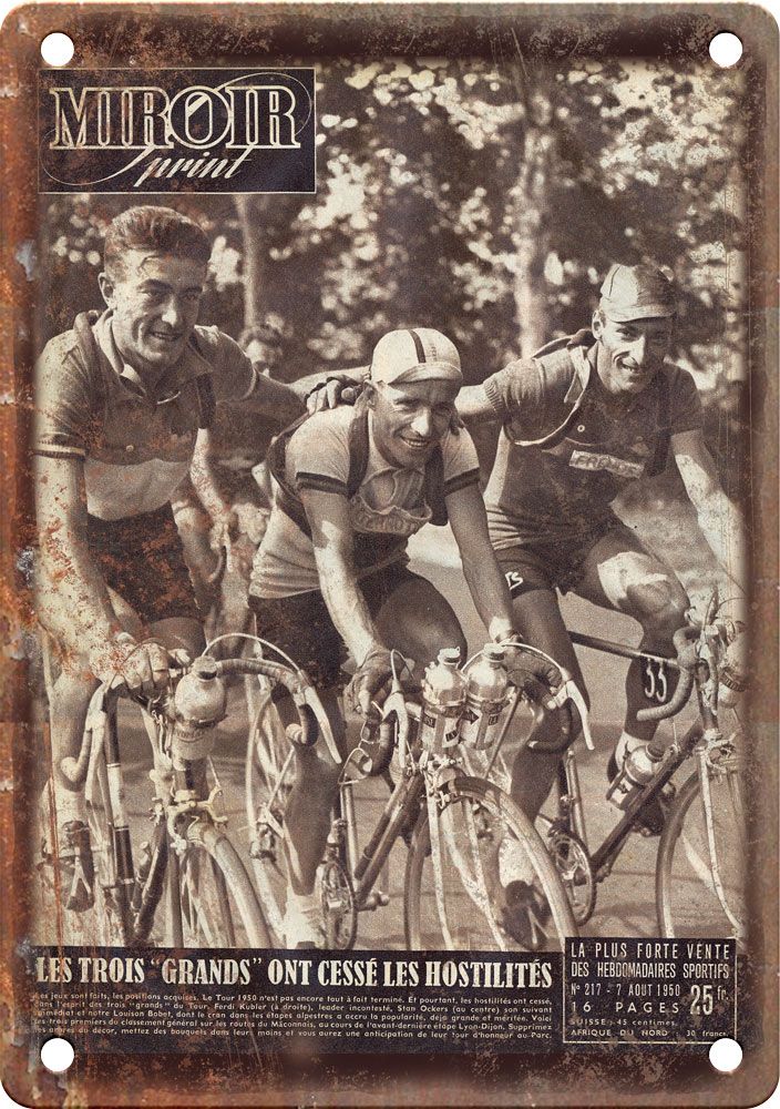Vintage European Cycling Miroir Print Mag Reproduction Metal Sign