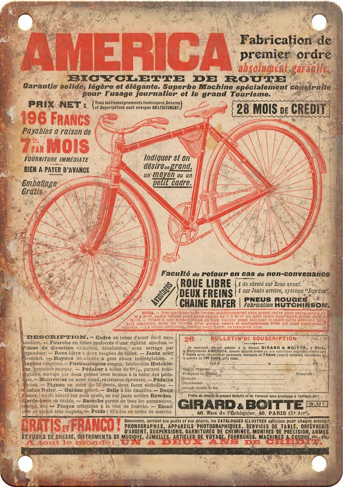 Vintage European Cycling Girard & Boitte Reproduction Metal Sign