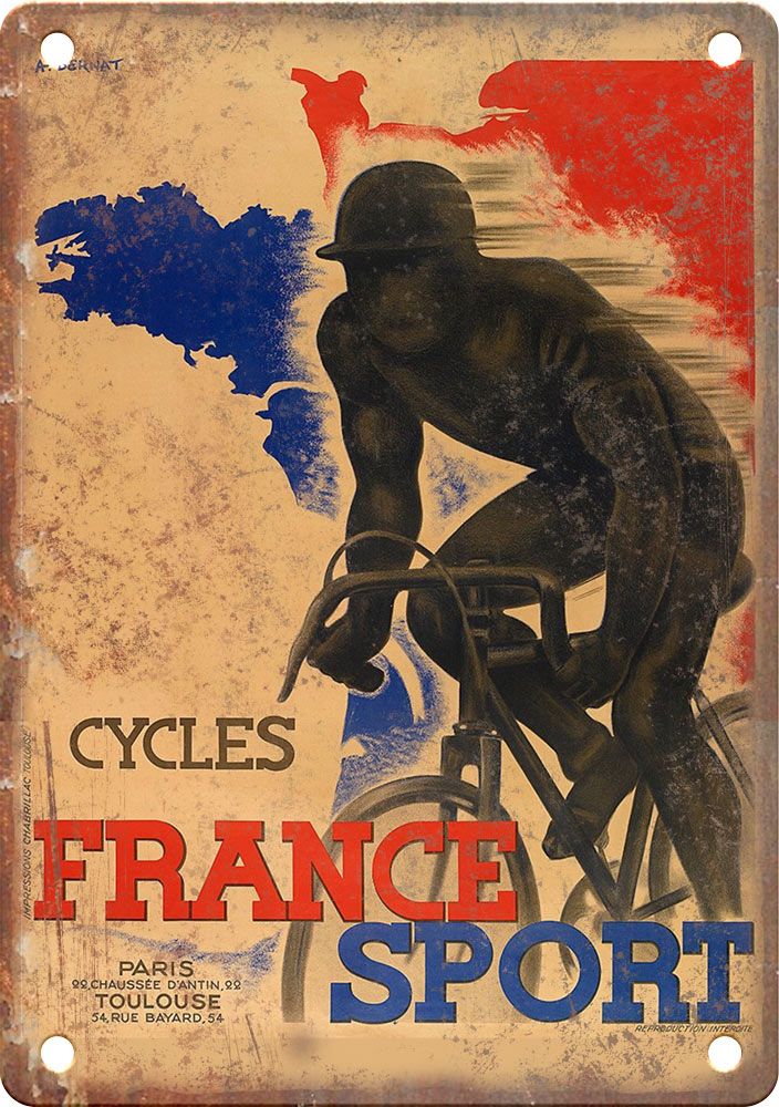 Vintage France Sport Cycling Poster Reproduction Metal Sign