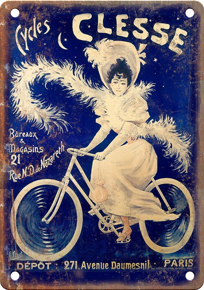 Vintage Clesse Paris Cycling Poster Reproduction Metal Sign