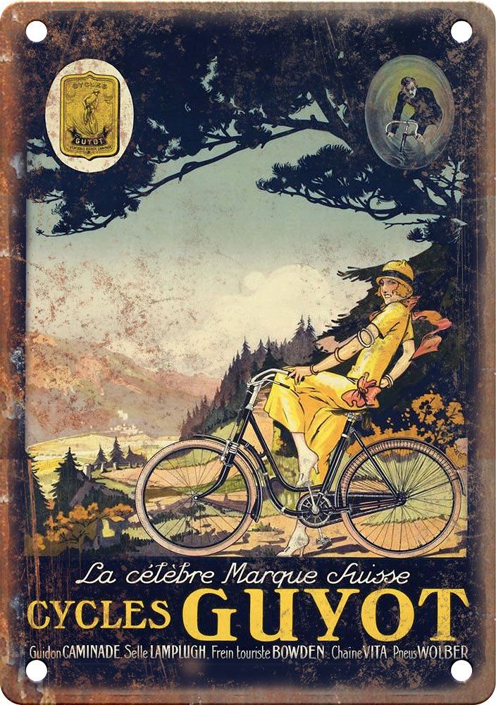 Vintage Cycles Guyot Cycling Poster Reproduction Metal Sign