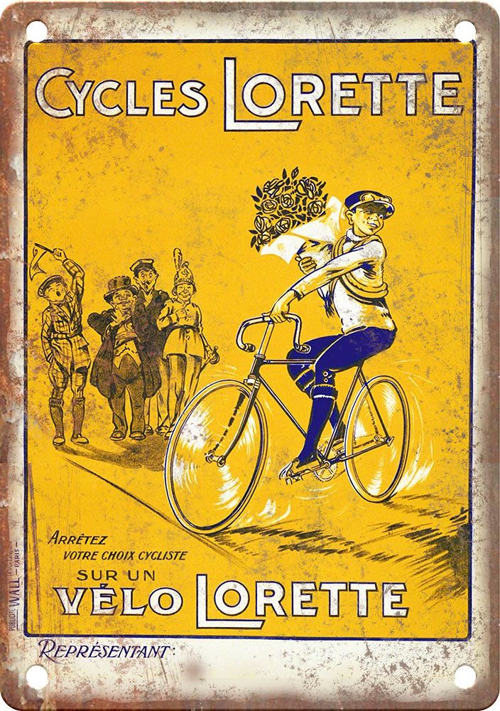 Vintage Cycles Lorette Cycling Poster Reproduction Metal Sign