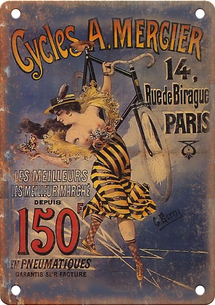 Vintage Cycles Mercier Paris Cycling Reproduction Metal Sign