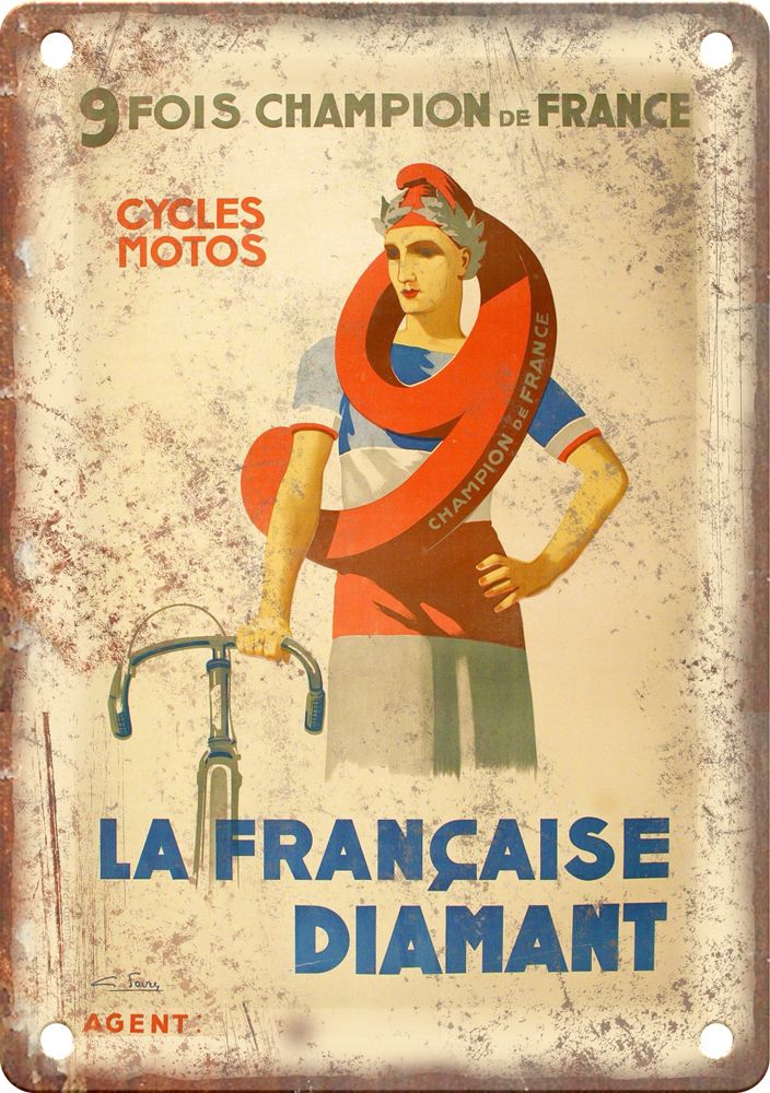 La Francaise Diamant Cycling Poster Reproduction Metal Sign