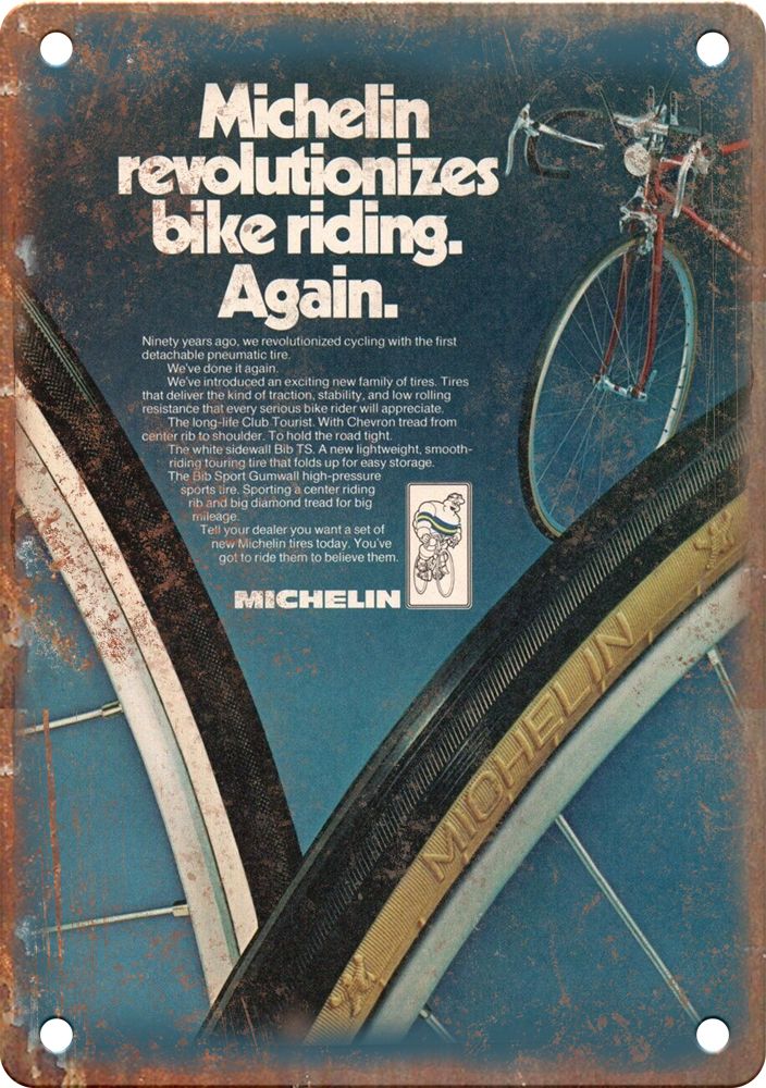 Vintage Michelin Cycling Magazine Ad Reproduction Metal Sign