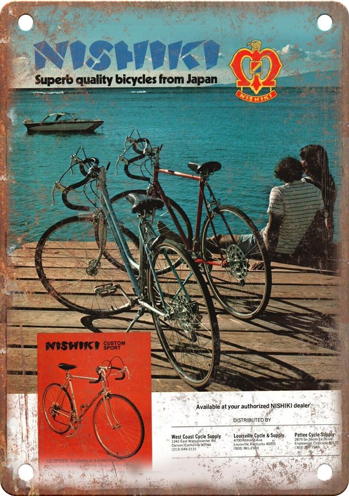 Vintage Nishiki Cycling Magazine Ad Reproduction Metal Sign