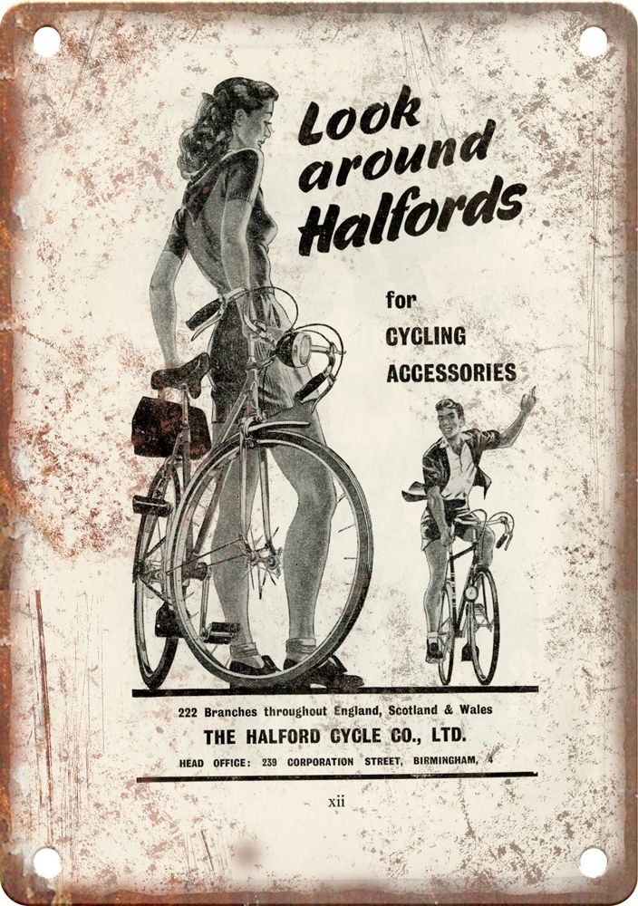 Vintage Halford Cycle Co. Magazine Ad Reproduction Metal Sign