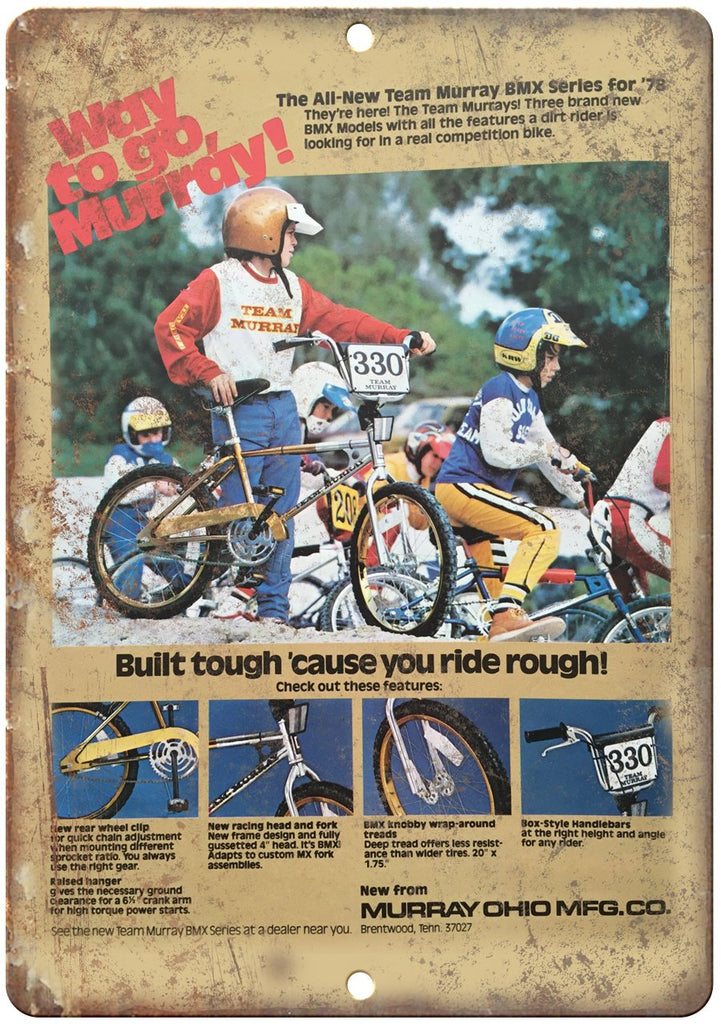 1978 Murray BMX, GT, Hutch Metal Sign