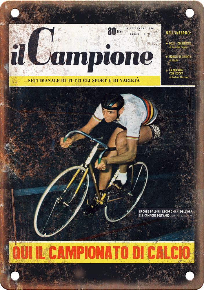 Il Campione Cycling Magazine Cover Reproduction Metal Sign