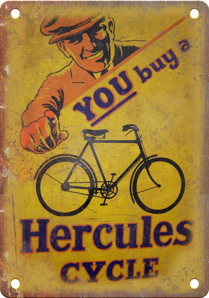 Vintage Hercules Cycle Poster Ad Reproduction Metal Sign