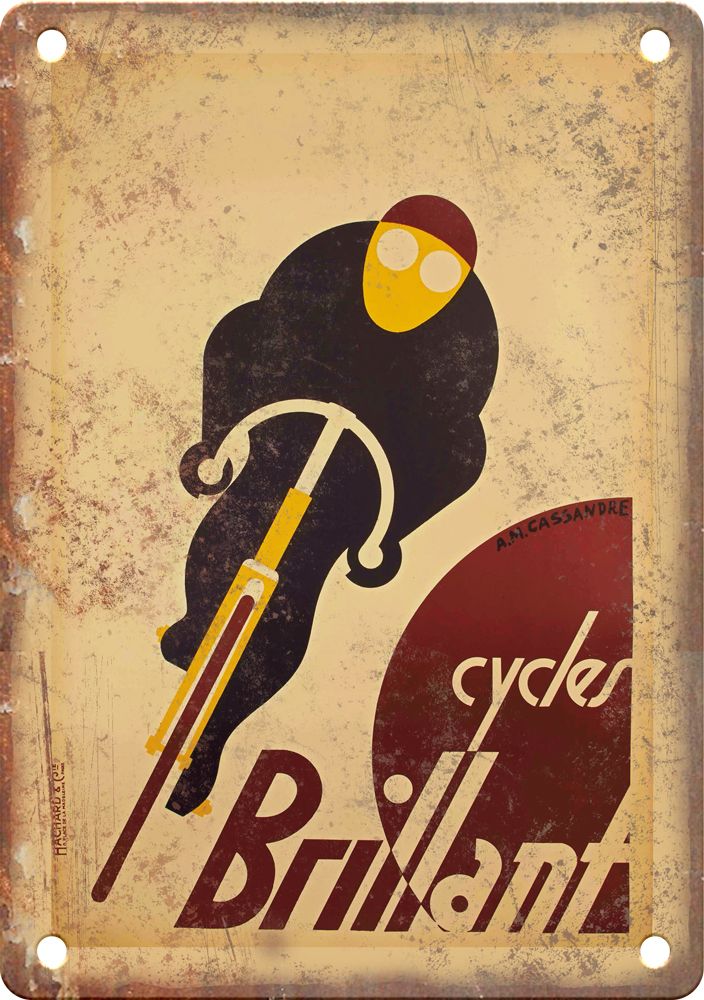 Vintage Cycles Brillant Cycling Poster Reproduction Metal Sign