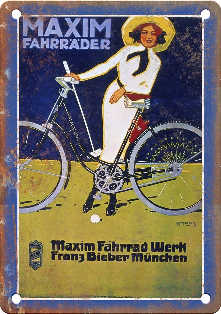 Vintage Maxim Fahrrader Cycling Poster Reproduction Metal Sign