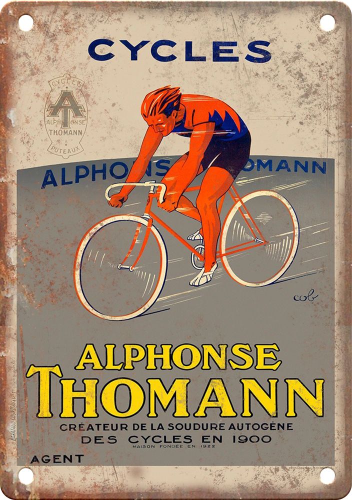 Vintage Alphonse Thomann Cycling Poster Reproduction Metal Sign