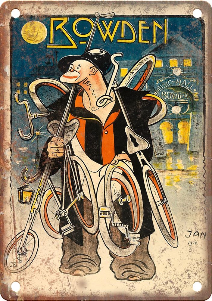 Vintage Bowden Cycling Poster Reproduction Metal Sign