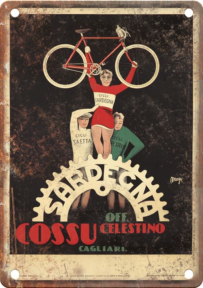 Vintage Sardecna Cycling Poster Reproduction Metal Sign