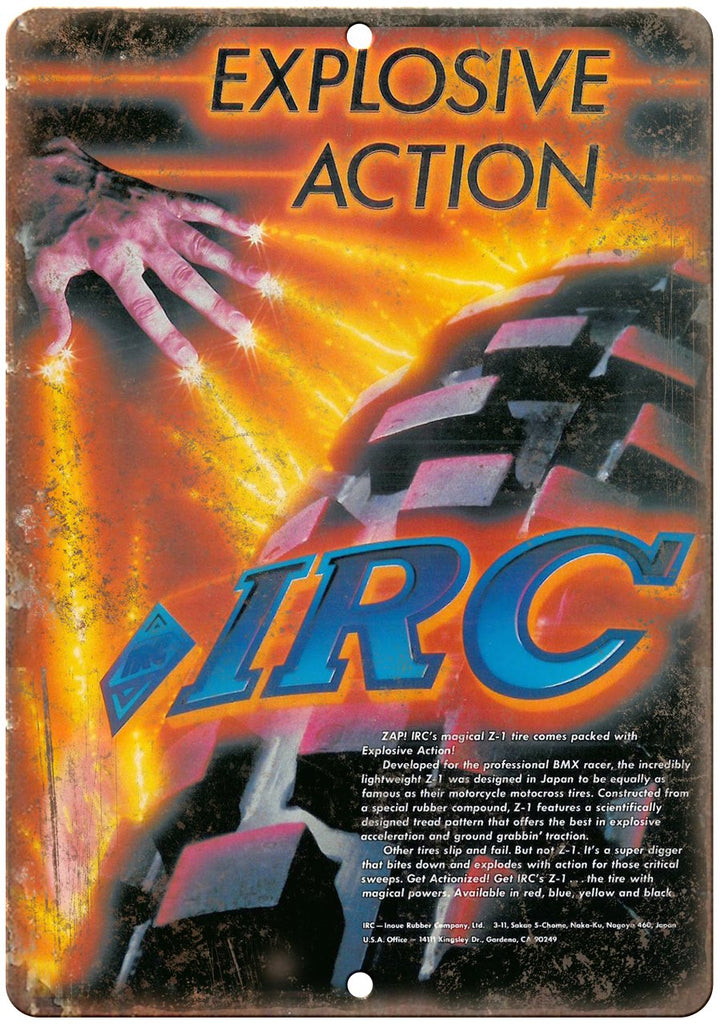 IRC BMX Tire Ad Metal Sign