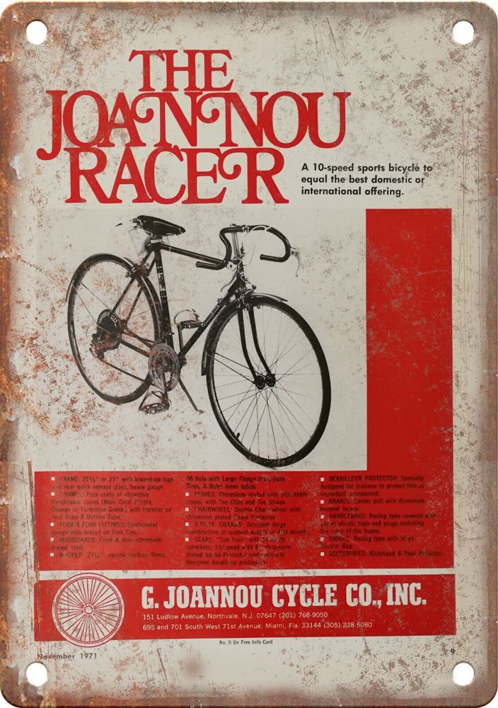 Vintage Joannou Cycling Poster Reproduction Metal Sign