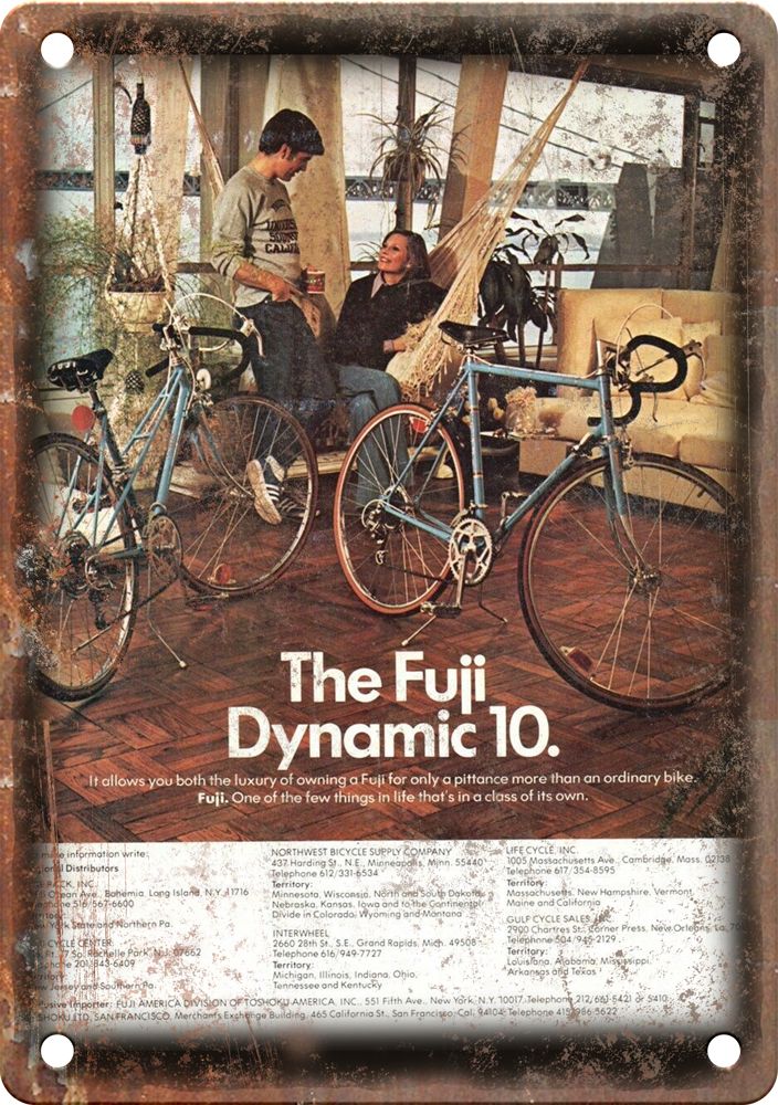 Vintage Fuji Dynamic 10 Cycling Ad Reproduction Metal Sign