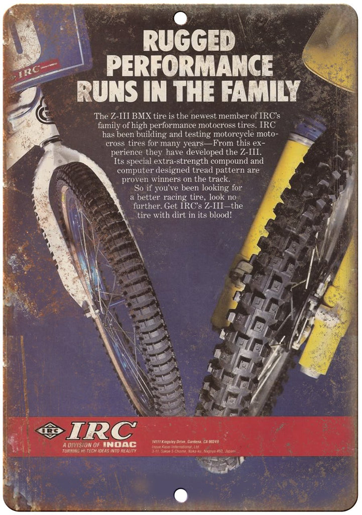 IRC BMX Tire Ad Metal Sign