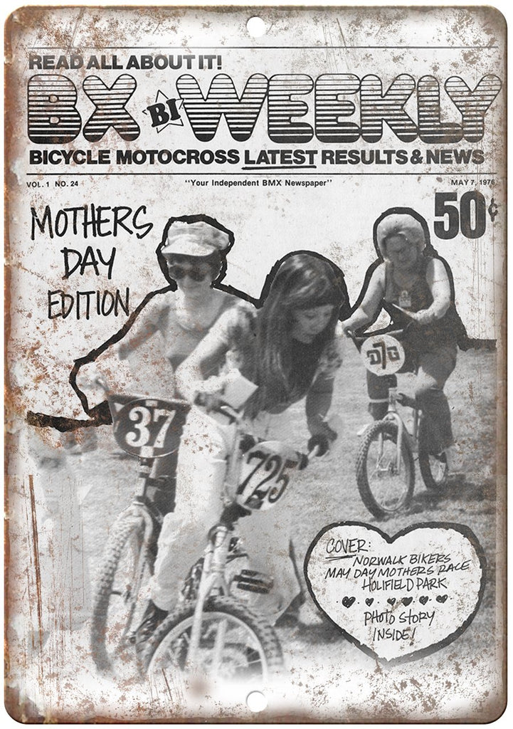 1976 BX Bi Weekly BMX Cover Metal Sign