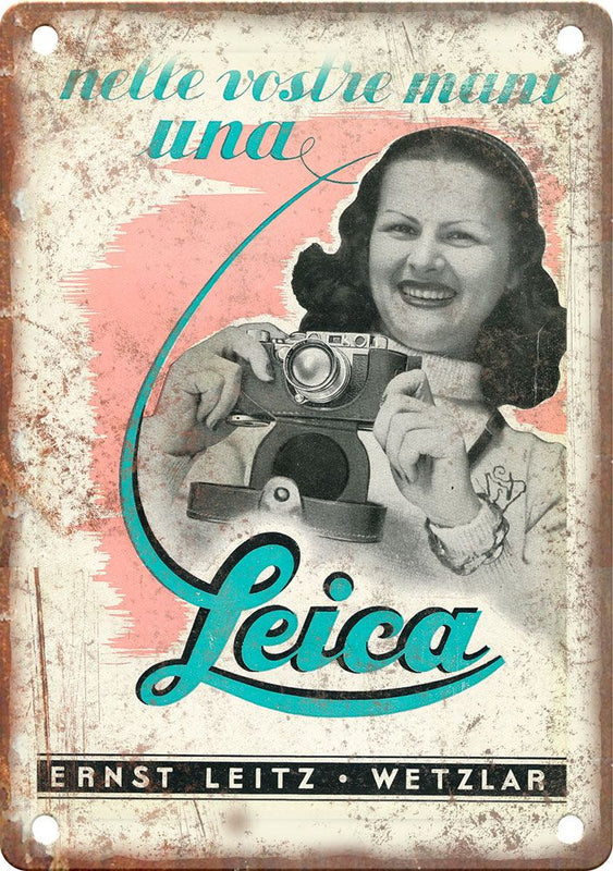 Vintage Leica Film Camera Ad Retro Look Reproduction Metal Sign