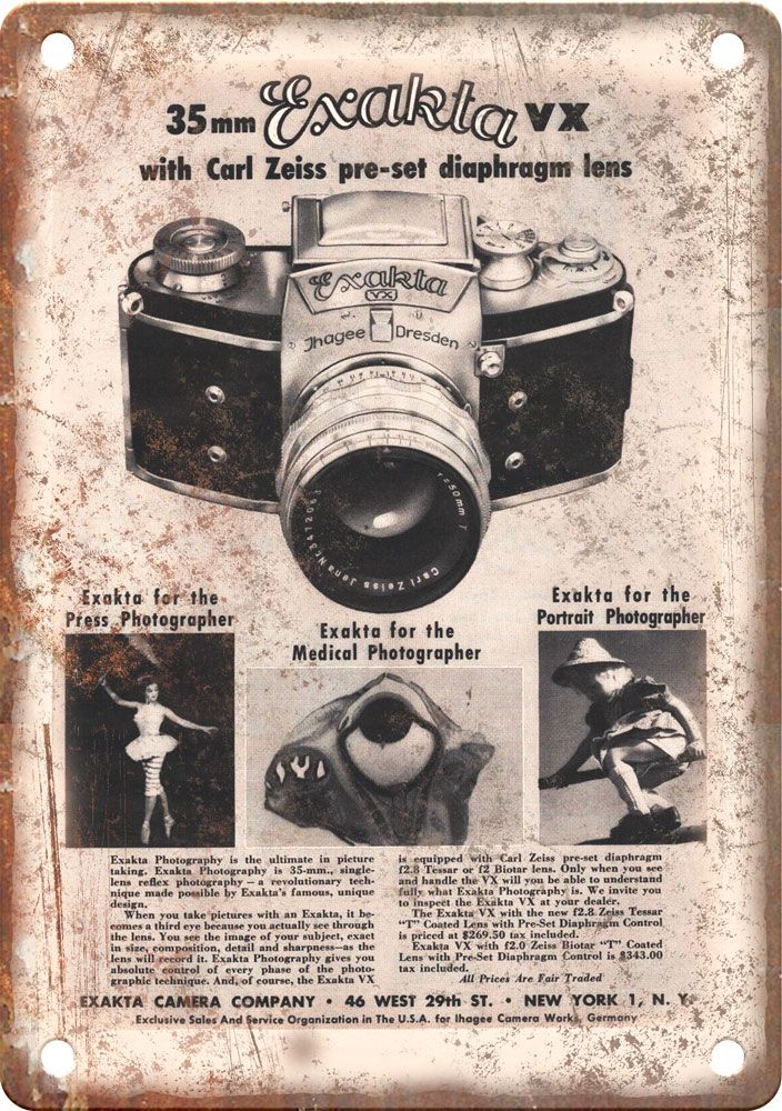 Vintage Exakta Film Camera Ad Retro Look Reproduction Metal Sign