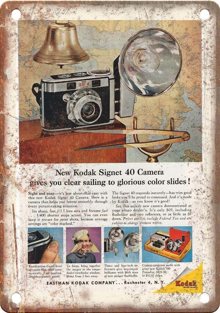 Vintage Kodak Film Camera Ad Retro Look Reproduction Metal Sign