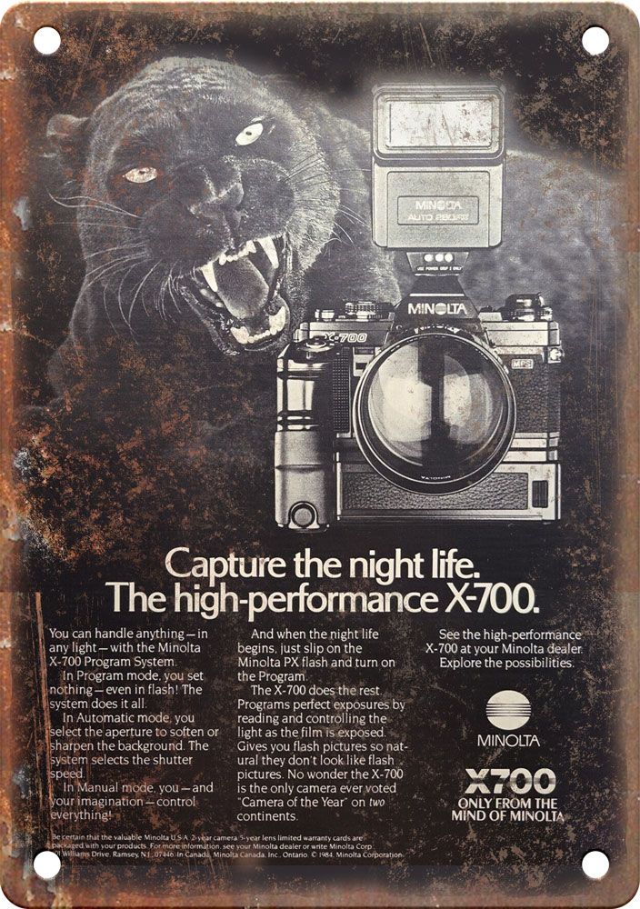 Vintage Minolta Film Camera Ad Retro Look Reproduction Metal Sign