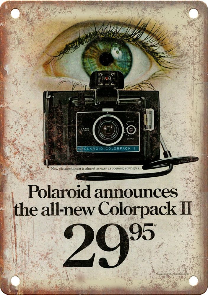 Vintage Polaroid Film Camera Ad Retro Look Reproduction Metal Sign