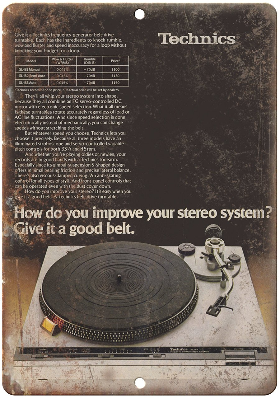 Technics SL Turntable DJ Vintage Ad Metal Sign | Rusty Walls – Rusty ...