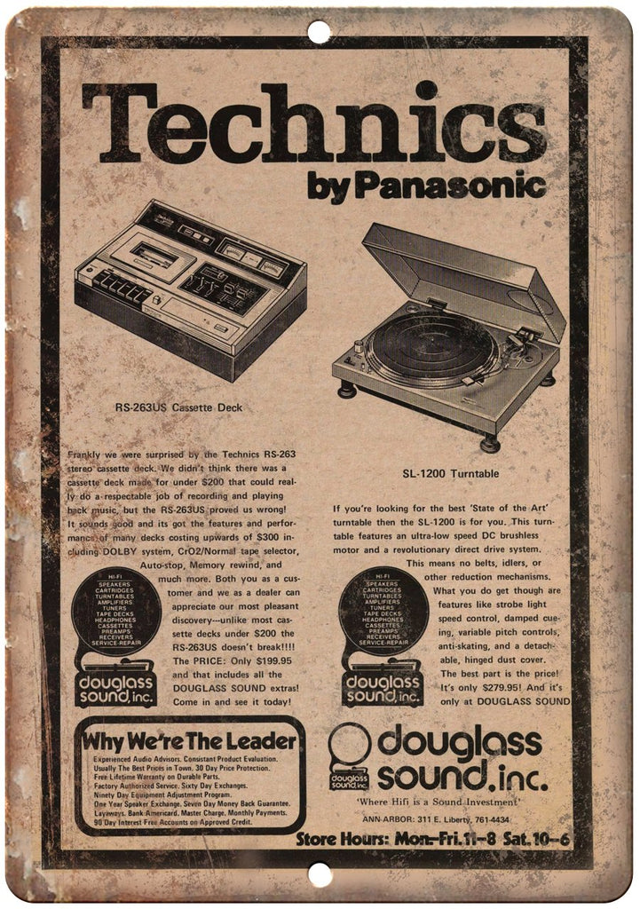 Technics Turntable By Panasonic Vintage Ad Metal Sign