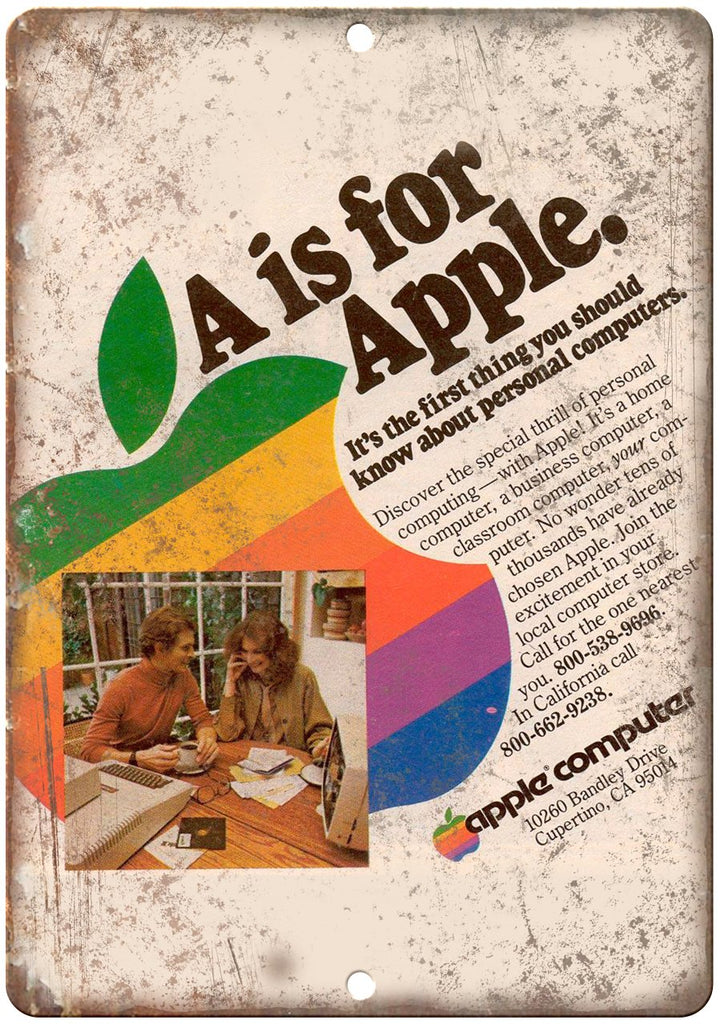 A is for Apple Computers Vintage Ad Metal Sign