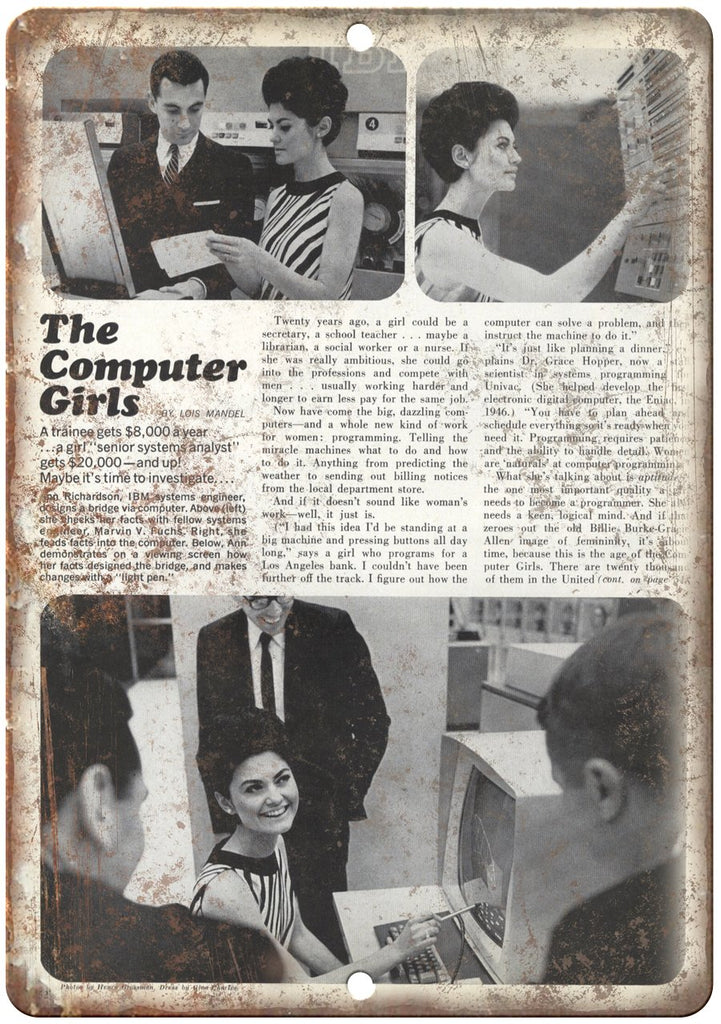 The Computer Girls Vintage Technology Ad Metal Sign
