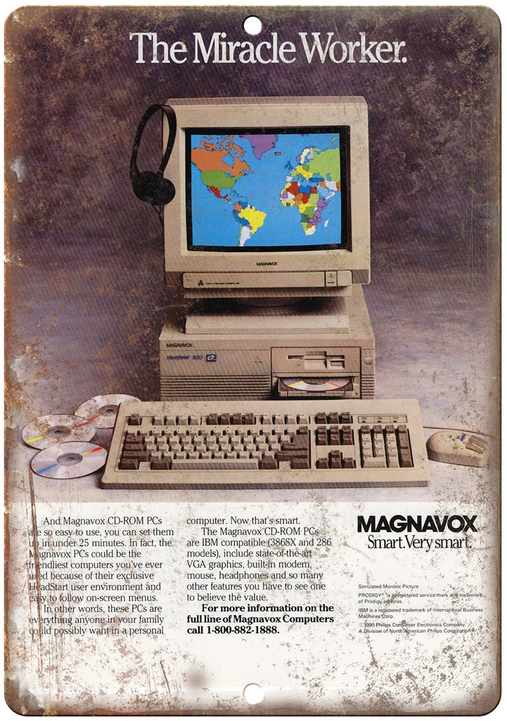Magnavox Cd-Rom PC Computer Vintage Ad Metal Sign