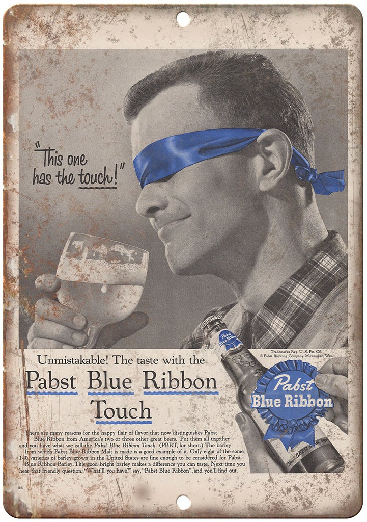 Pabst Blue Ribbon Breweriana Ad Metal Sign
