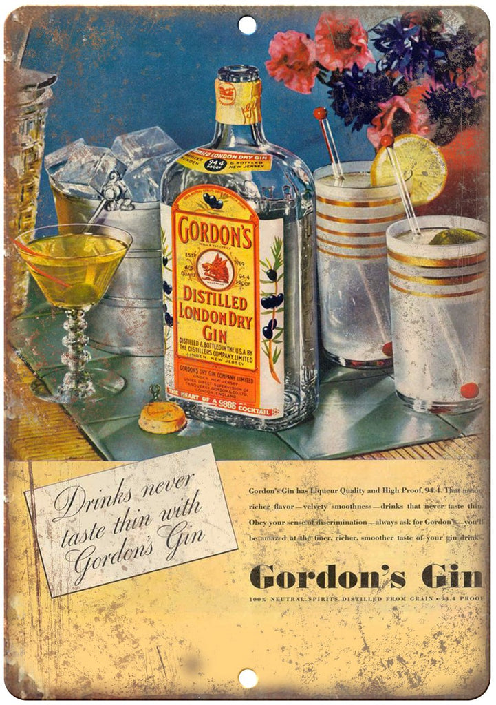 Gordon's Distilled Dry Gin Metal Sign