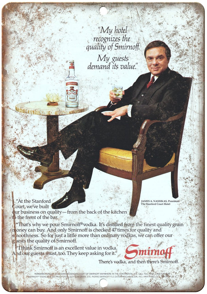 Smirnoff Vodka Liquor Ad Metal Sign