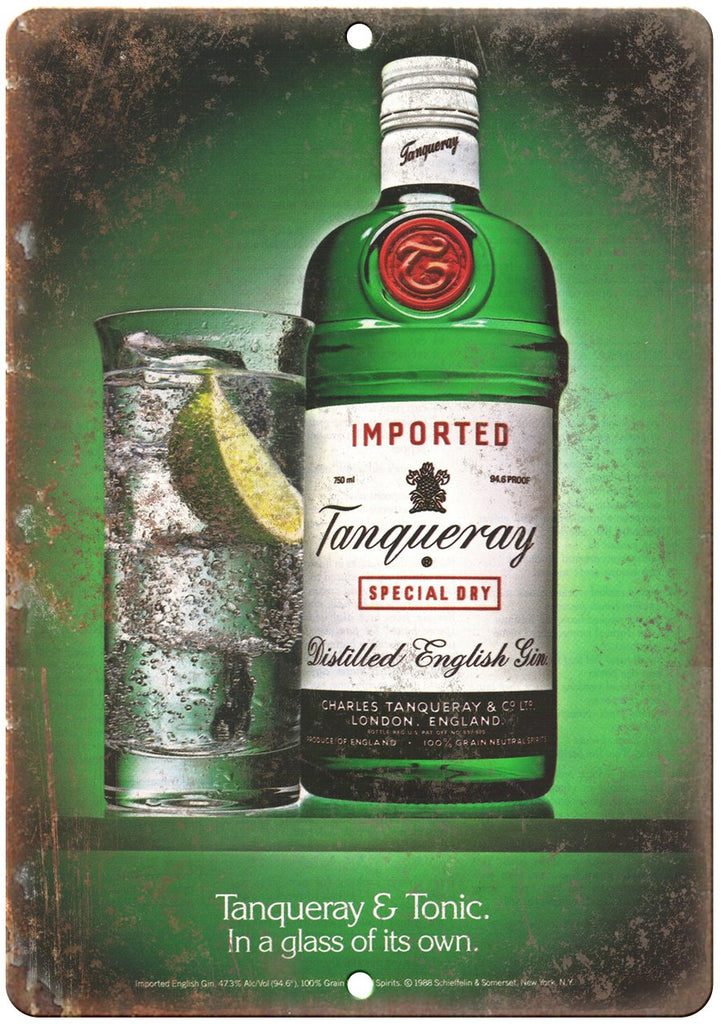 Tanqueray Gin Vintage Liquor Ad Metal Sign