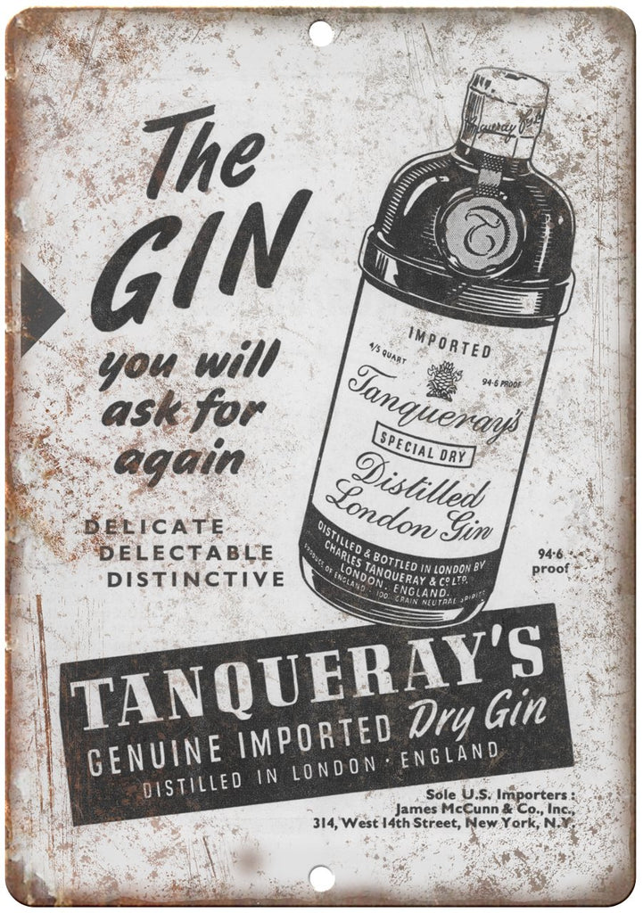 Tanqueray Dry Gin London Ad Metal Sign