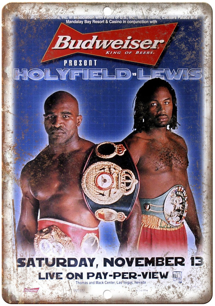 Budweiser Beers Boxing Holyfield vs Lewis Metal Sign