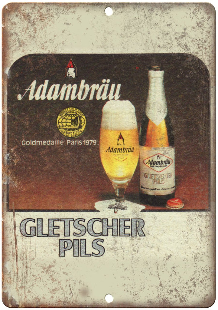 Abambrau Gletscher Pils Beer 1979 Metal Sign