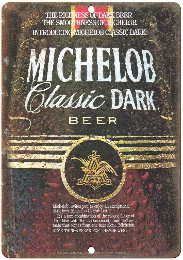 Michelob Dark Beer Breweriana Ad Metal Sign