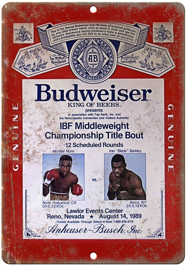 Budweiser Boxing Michael Nunn Metal Sign