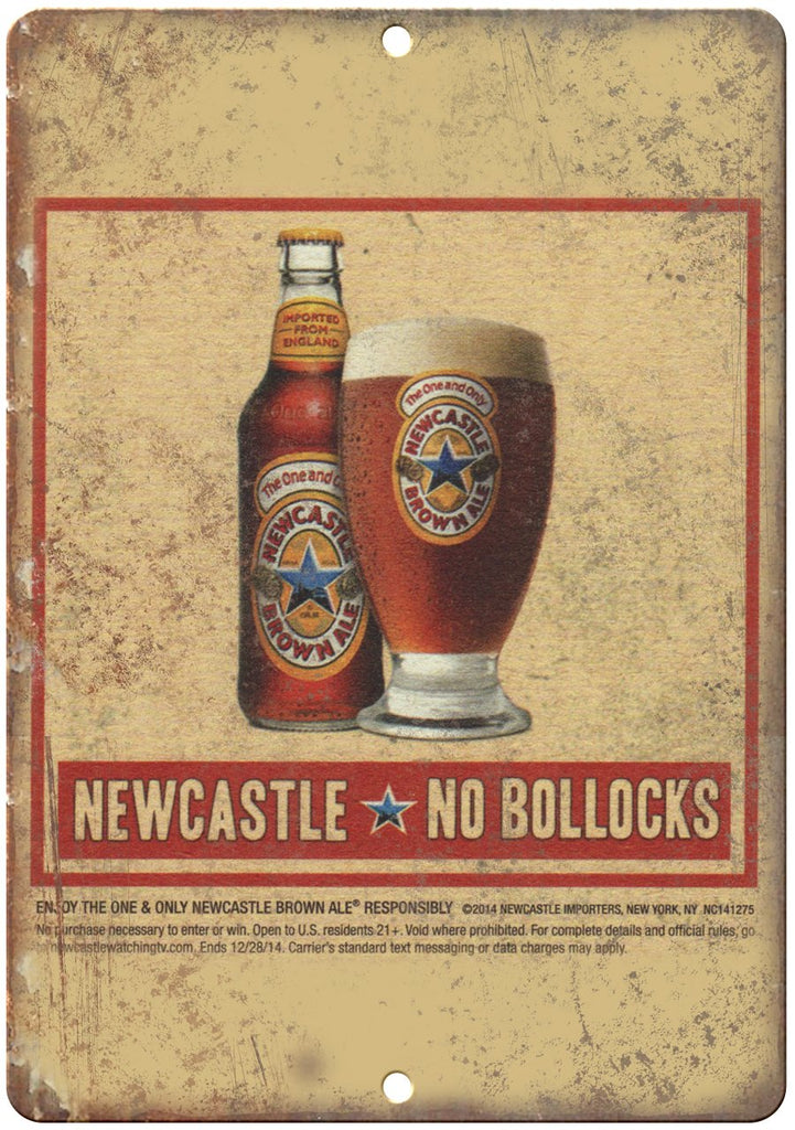 NewCastle Beer o Bollocks Metal Sign