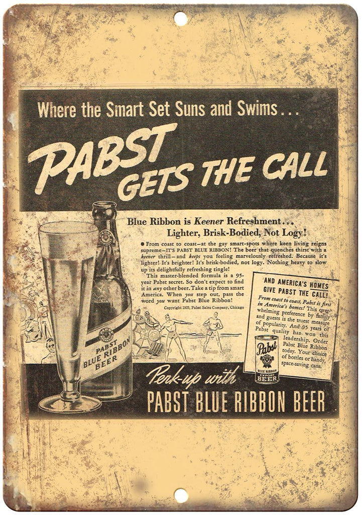 Pabst Blue Ribbon Beer Metal Sign