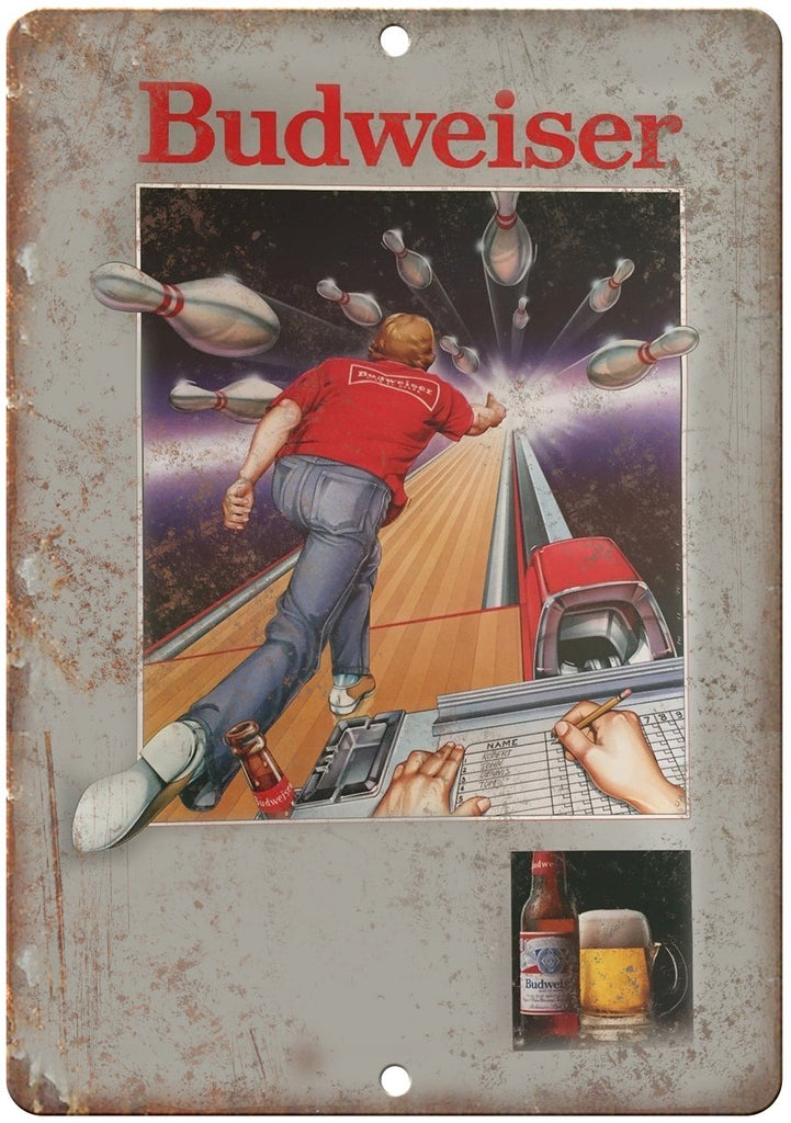 Budweiser Bowling Metal Sign