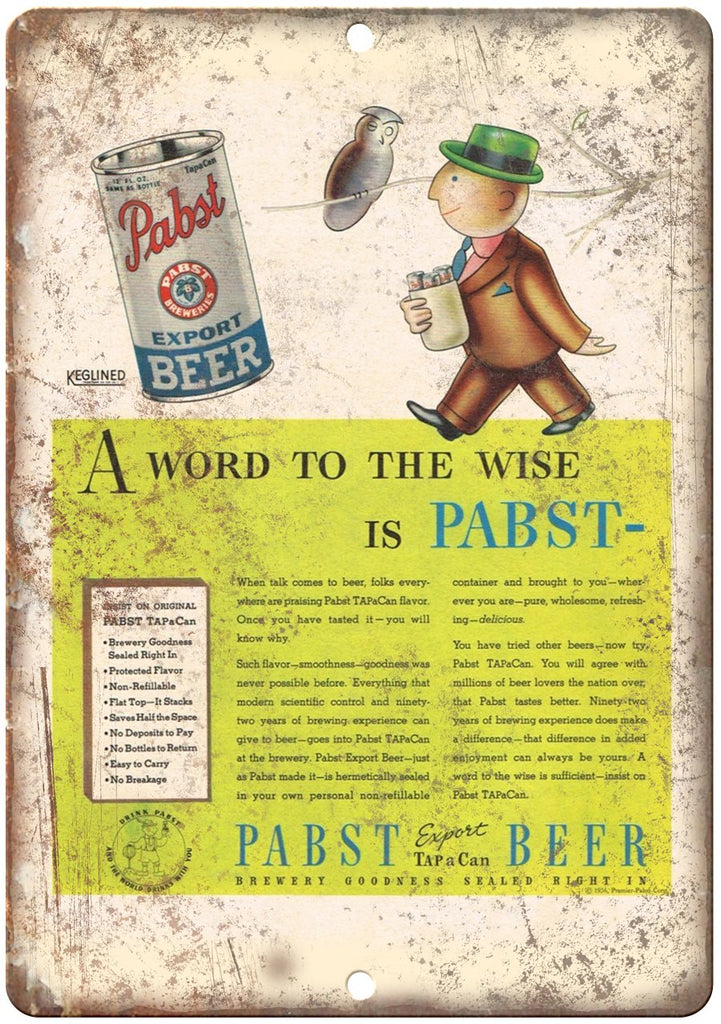 Pabst Beer Metal Sign