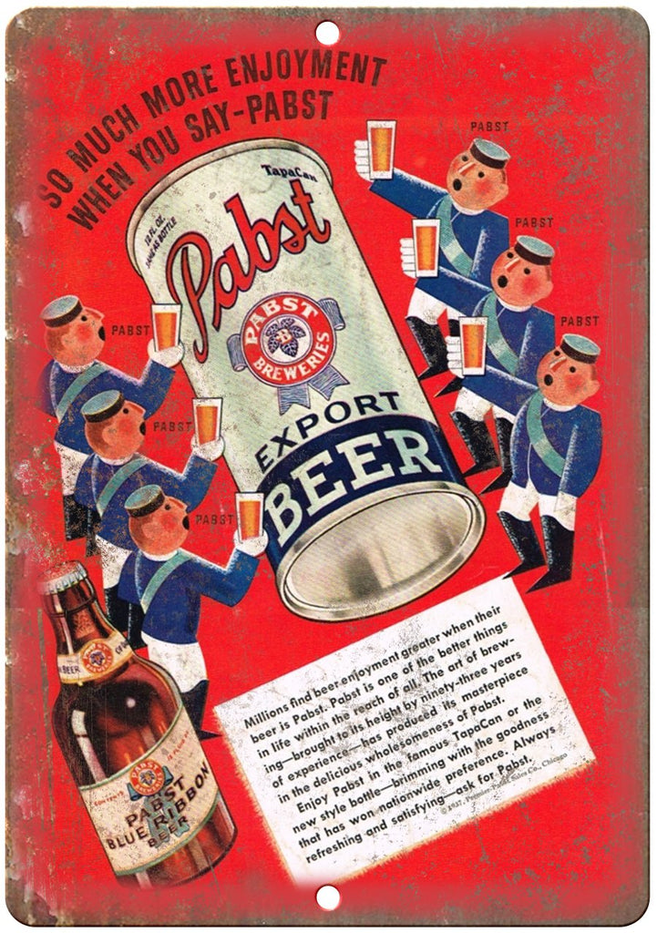 Pabst Blue Ribbon Beer Metal Sign