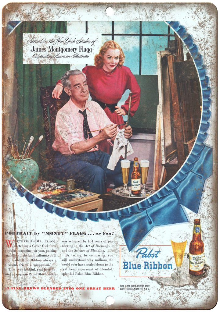 Pabst Blue Ribbon James Montgomery Flagg Metal Sign